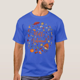 Hello Autumn Boots Pumpkin Sweater Autumn Leaves F T-shirt