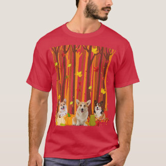 Hello Autumn Corgi Maple Leaf Fall Pumpkin Mens Wo T-shirt