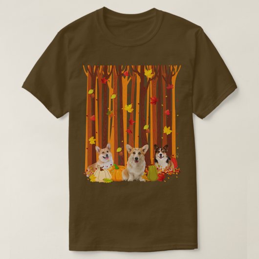 Hello Autumn Corgi Maple Leaf Fall Pumpkin Mens Wo T-shirt (Design voorkant)