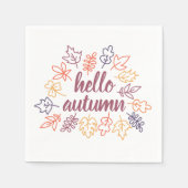 Hello Autumn Fall Floral Typography Modern Servet (Voorkant)