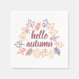 Hello Autumn Fall Floral Typography Modern Servet