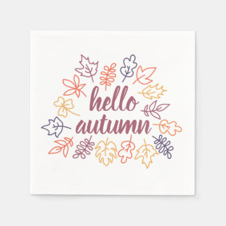 Hello Autumn Fall Floral Typography Modern Servet