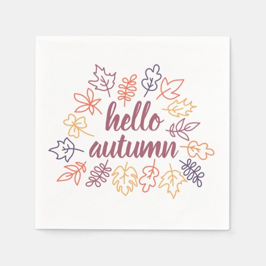 Hello Autumn Fall Floral Typography Modern Servet (Voorkant)