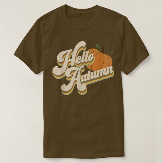 Hello Autumn Pumpkin Fall Cute Fun Retro T-shirt (Design voorkant)