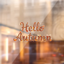 Hello Autumn Rustic Fall Leaves Raamsticker