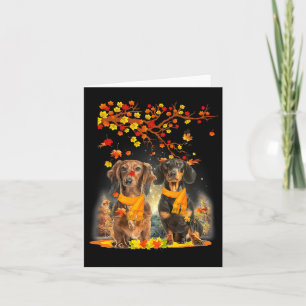 Hello Autumn Season Happy Thanksgiving Dachshund F Kaart