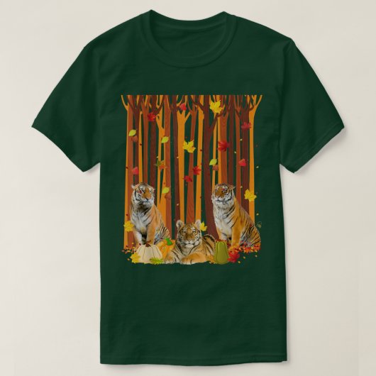 Hello Autumn Tiger Maple Leaf Fall Pumpkin Mens Wo T-shirt (Design voorkant)