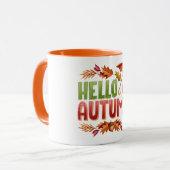 Hello Autumn Two-Tone Mug | Cozy Fall Gift Mok (Voorkant links)