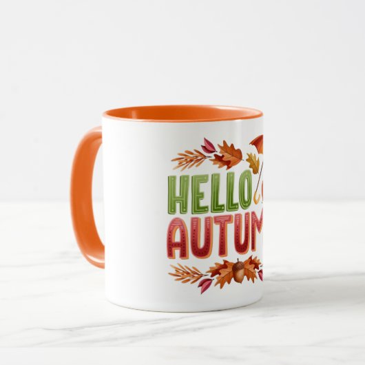 Hello Autumn Two-Tone Mug | Cozy Fall Gift Mok (Voorkant links)