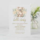Hello Baby Boho Neutral Koala Bear Kaart (Staand voorkant)