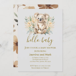 Hello Baby Boho Neutral Koala Bear Kaart