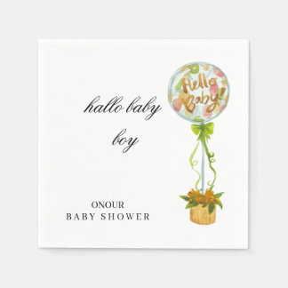 Hello Baby Boy Baby Shower Napkins – Soft Elegant Servet
