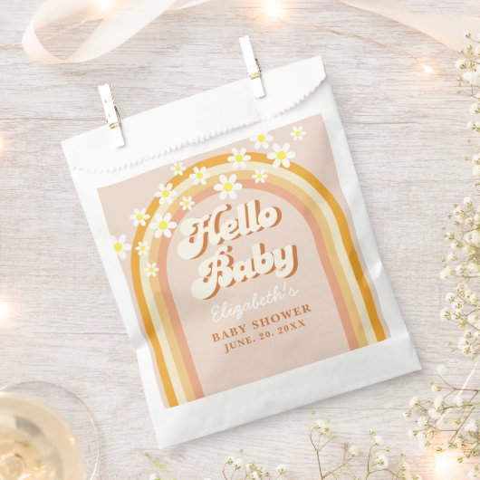 Hello Baby Cute Groovy Baby Shower Bedankzakje (Geknipt)