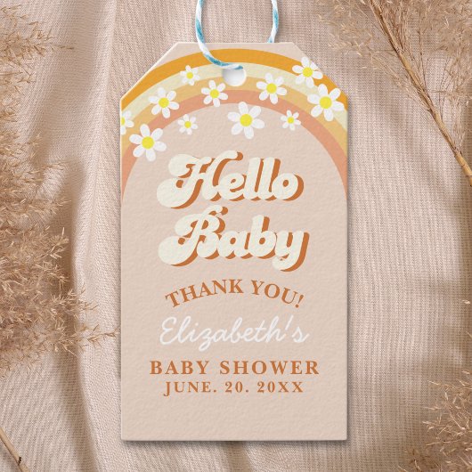 Hello Baby Cute Groovy Baby Shower Cadeaulabel