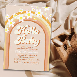 Hello Baby Cute Groovy Baby Shower Kaart