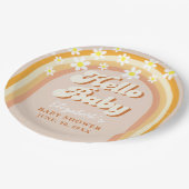 Hello Baby Cute Groovy Baby Shower Papieren Bordje (Gekanteld)