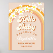 Hello Baby Cute Groovy Baby Shower Poster (Voorkant)