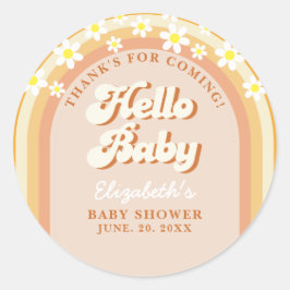 Hello Baby Cute Groovy Baby Shower Ronde Sticker