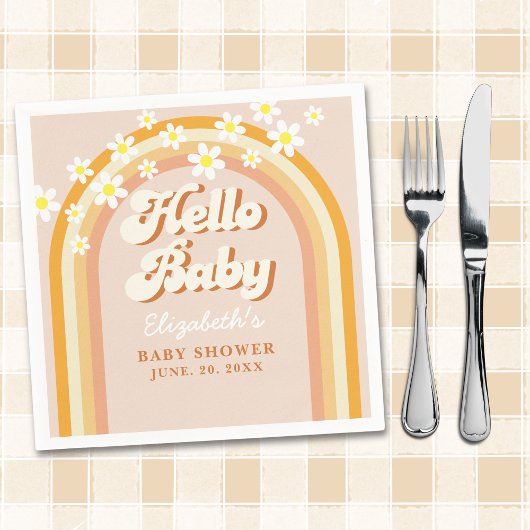 Hello Baby Cute Groovy Baby Shower Servet
