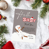 Hello Baby Cute Snowman Baby Shower Bedankkaart