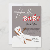 Hello Baby Cute Snowman Baby Shower Bedankkaart (Voorkant)