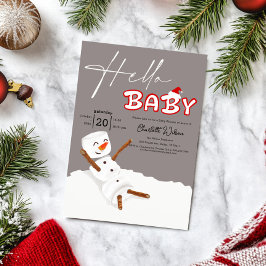 Hello Baby Cute Snowman Baby Shower Kaart