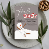 Hello Baby Cute Snowman Baby Shower Kaart