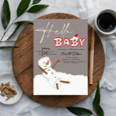 Hello Baby Cute Snowman Baby Shower Kaart