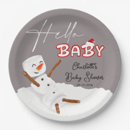 Hello Baby Cute Snowman Baby Shower Papieren Bordje
