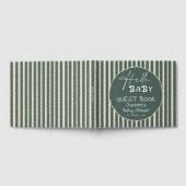 Hello Baby Dark Green Stripes Baby Shower Gastenboek (Volledig)