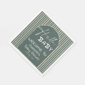 Hello Baby Dark Green Stripes Baby Shower Servet (Hoek)
