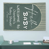 Hello Baby Dark Green Stripes Baby Shower Spandoek (Beurs)