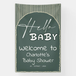 Hello Baby Dark Green Stripes Baby Shower Spandoek