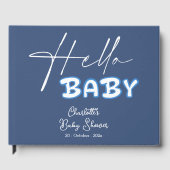 Hello Baby Elegant Dark Blue Baby Shower Gastenboek (Voorkant)