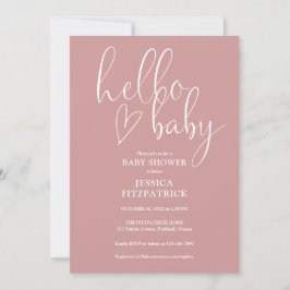 Hello Baby Elegant Dusty Rose Pink Baby Shower Kaart