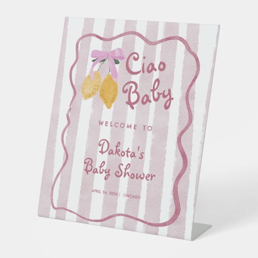 Hello Baby Lemon Girl Baby Shower Welcome Reclamebord Met Voetstuk (Voorkant)