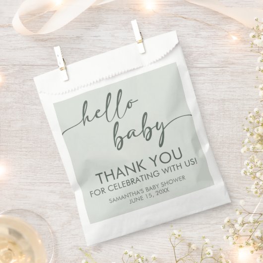 Hello Baby Minimalist Baby Shower Bedankzakje (Geknipt)