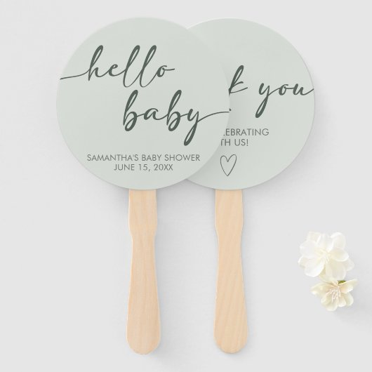 Hello Baby Minimalist Baby Shower Handwaaier (Voorkant en achterkant)
