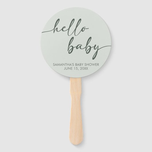 Hello Baby Minimalist Baby Shower Handwaaier (Voorkant)