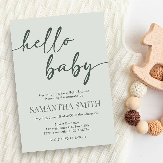 Hello Baby Minimalist Baby Shower Invitation Kaart