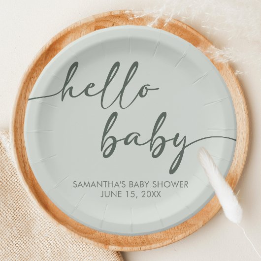 Hello Baby Minimalist Baby Shower Papieren Bordje