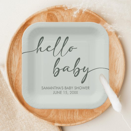 Hello Baby Minimalist Baby Shower Papieren Bordje