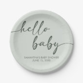Hello Baby Minimalist Baby Shower Papieren Bordje (Voorkant)