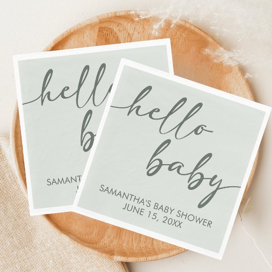Hello Baby Minimalist Baby Shower Servet