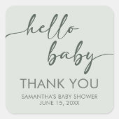 Hello Baby Minimalist Baby Shower Vierkante Sticker (Voorkant)