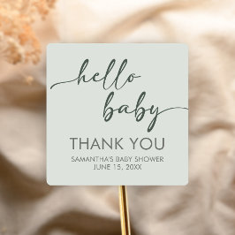 Hello Baby Minimalist Baby Shower Vierkante Sticker