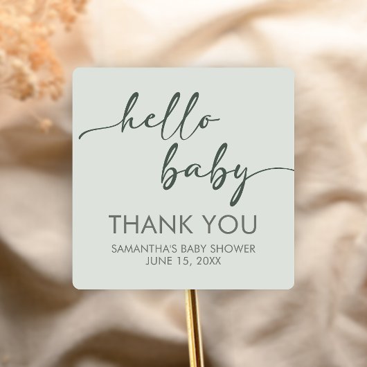 Hello Baby Minimalist Baby Shower Vierkante Sticker