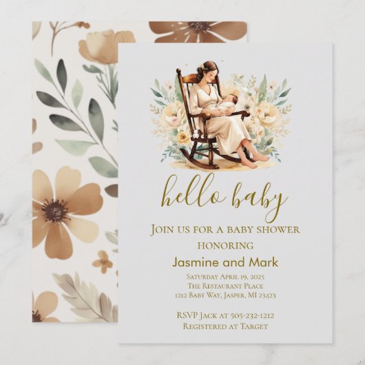 Hello Baby Neutral Mama And Baby  Kaart (Voorkant / Achterkant)