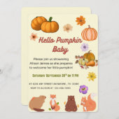 Hello Baby Pumpkin Fall Baby Shower Invitation Kaart (Voorkant / Achterkant)