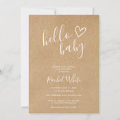 Hello Baby Shower Gender Neutral Rustic Kraft Kaart (Voorkant)